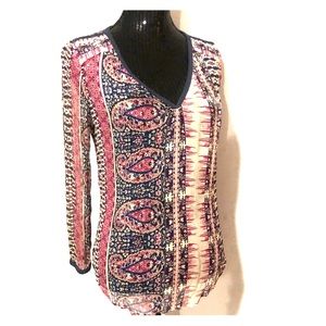 Lucky Brand Paisley Sheer Blouse